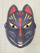 ♢KM049  狐 お面 黒 開運 魔除け 招福 縁起物 壁掛け 新品