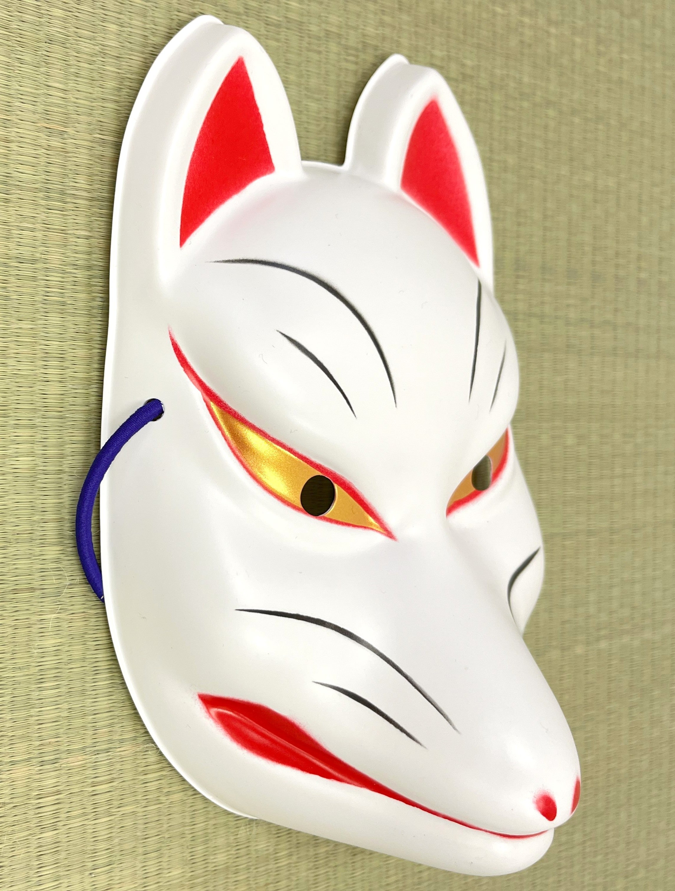 KM048  狐 お面 白 開運 魔除け 招福 縁起物 壁掛け 新品