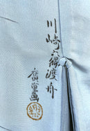 ♢KMJ010 襦袢 富士山 正絹 金箔 青色 アンティーク 中古