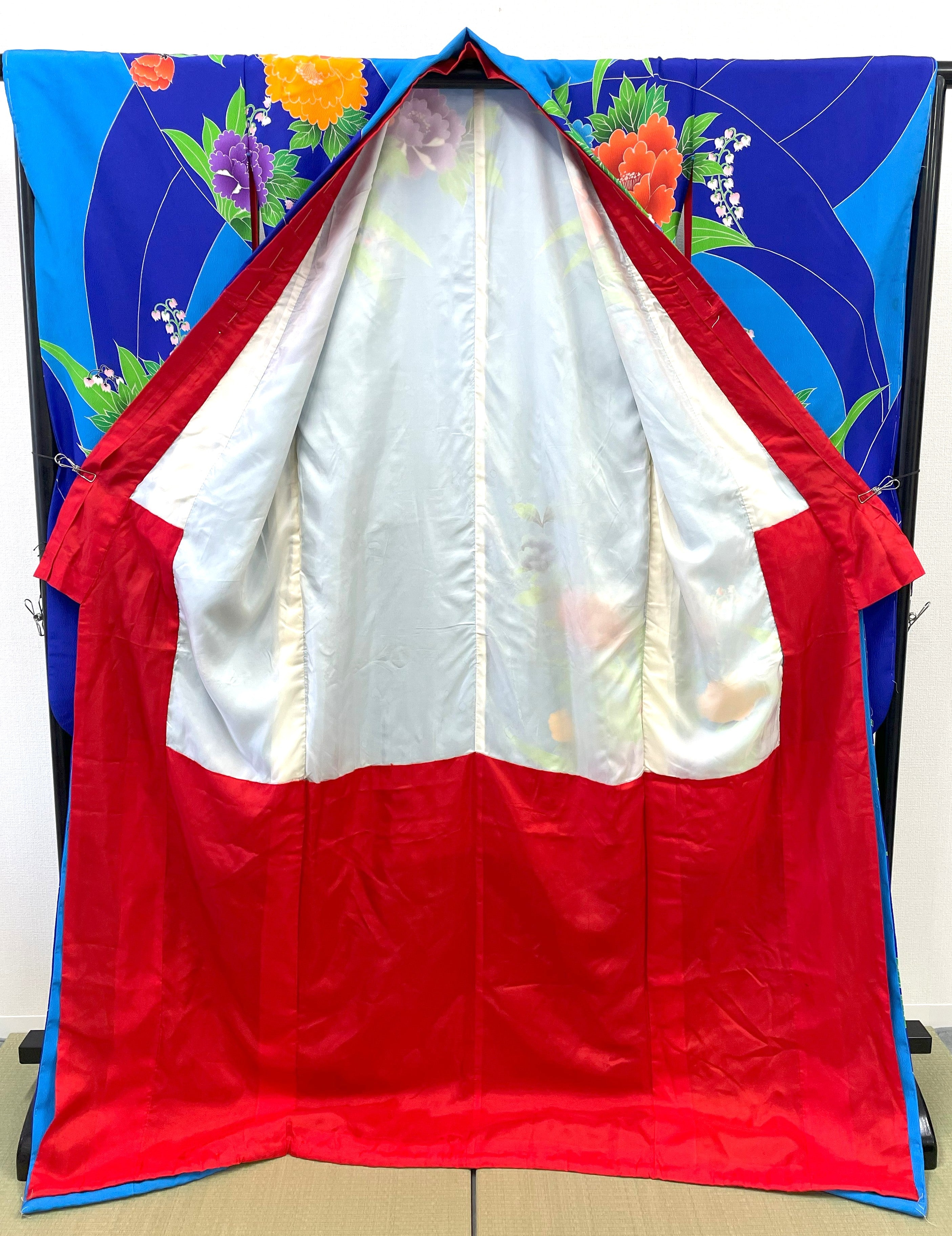 ◆KWF030 引き振袖 青 花嫁衣装 結婚式 豪華  刺繍 婚礼 ウエディング 古着