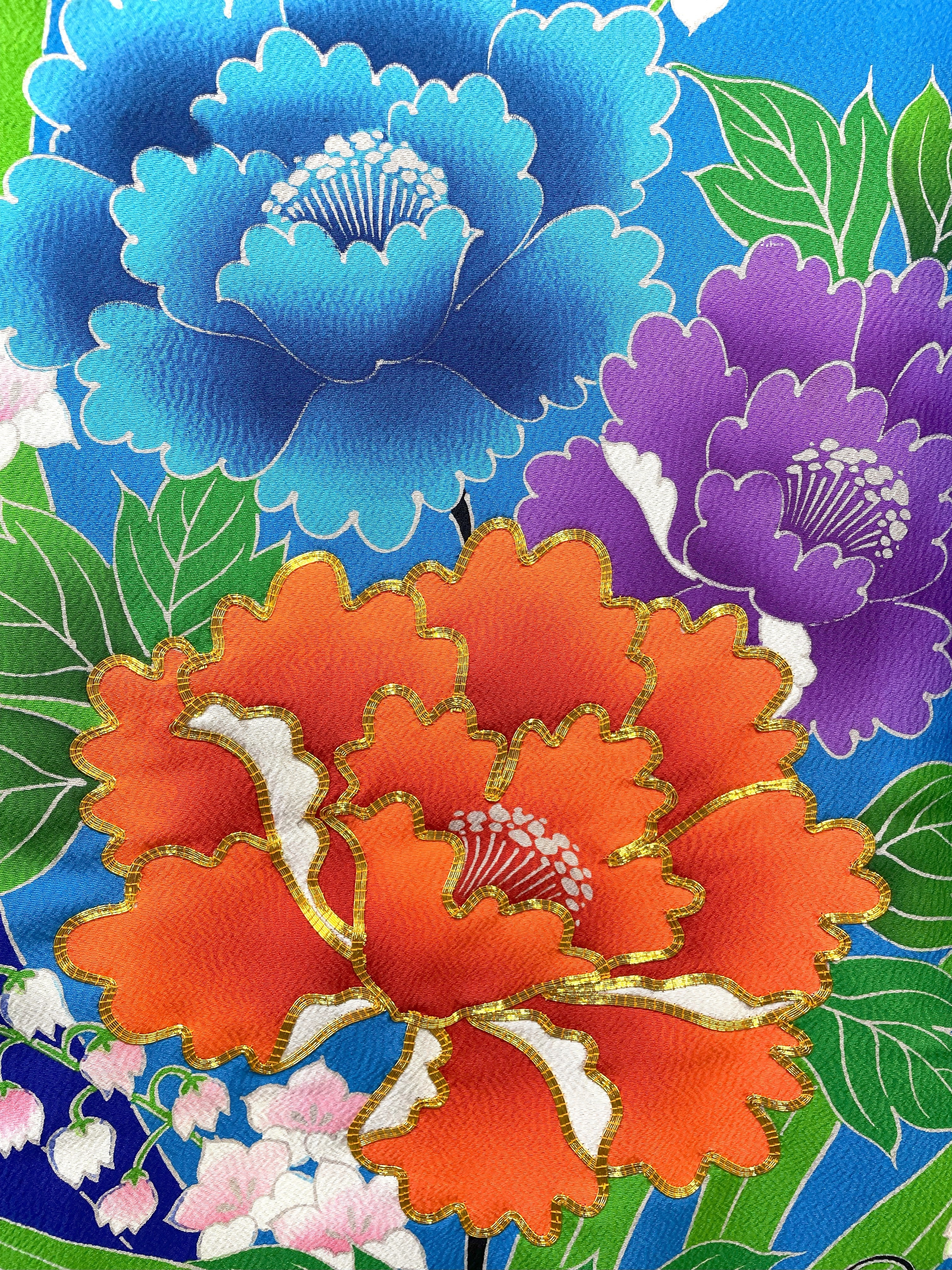 ◆KWF030 引き振袖 青 花嫁衣装 結婚式 豪華  刺繍 婚礼 ウエディング 古着