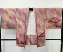 ◇KWH022 羽織 袷羽織 総絞り Haori 赤紫 古着 レトロ 和服