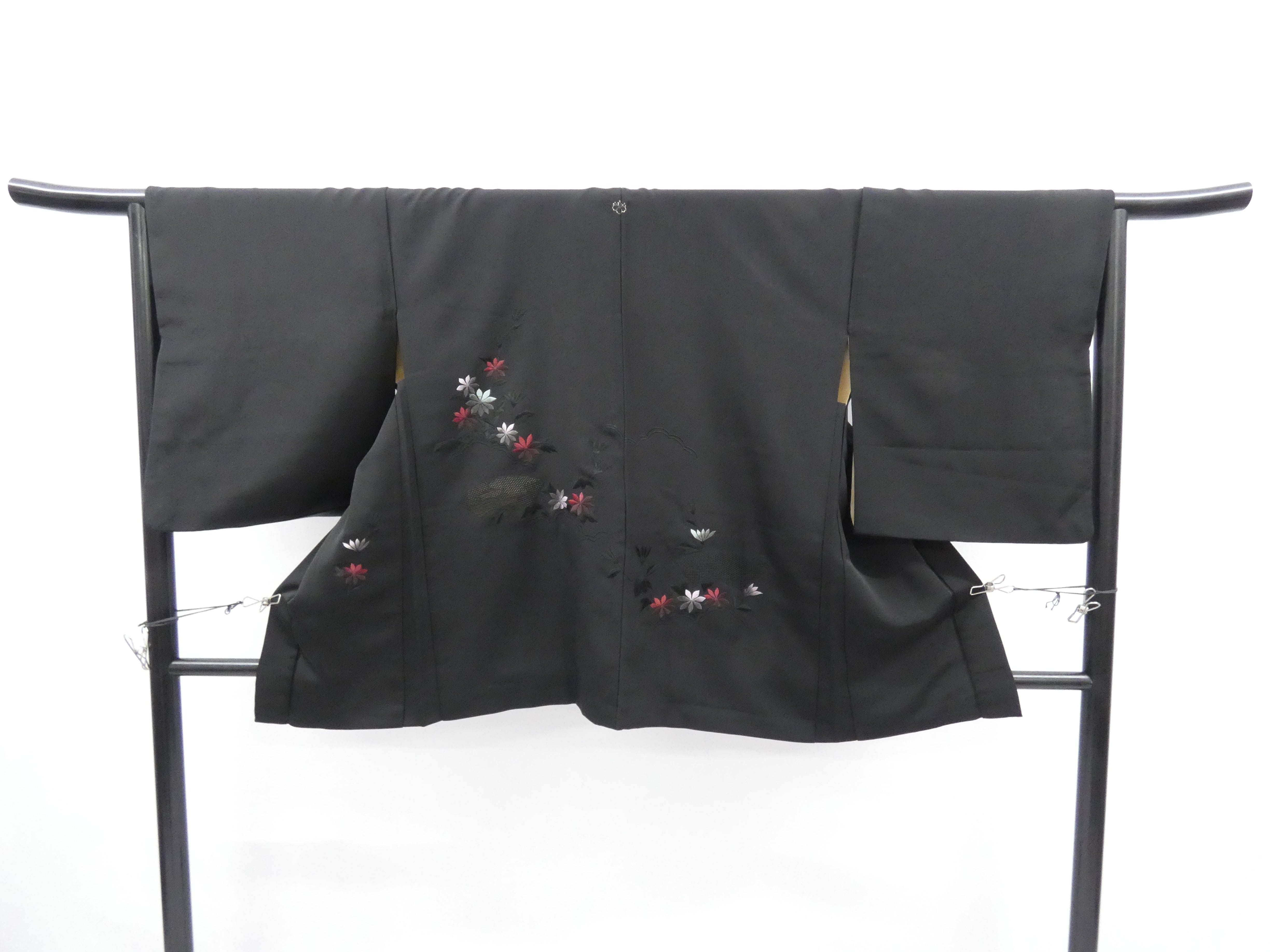 ◇KWH086 黒羽織 正絹 袷羽織 刺繍 黒系 アンティーク