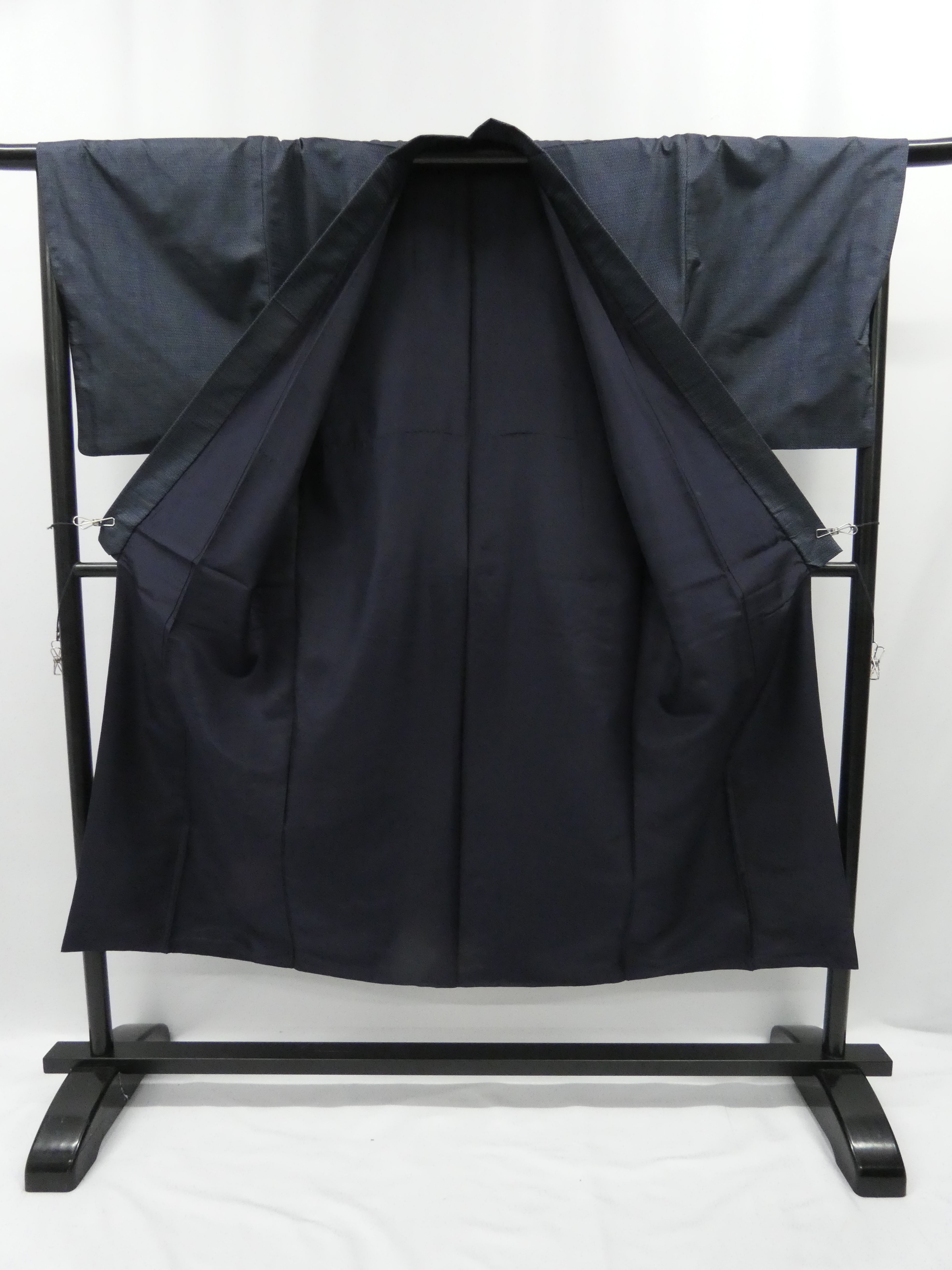 ◇KMS001 着物＋帯セット 紺色 古着 レトロ 和服