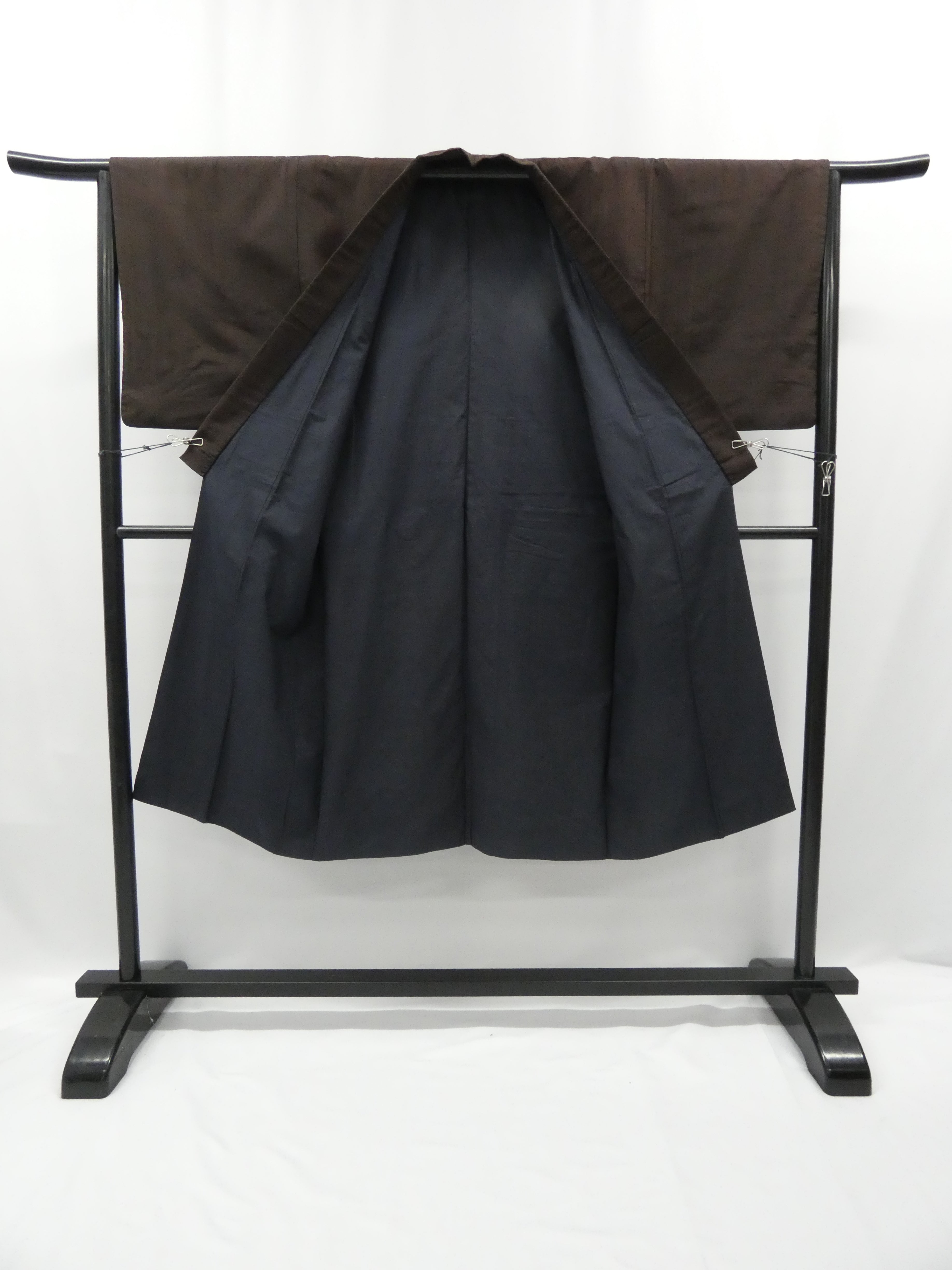 ◇KMS003 着物＋帯セット 茶色 古着 レトロ 和服