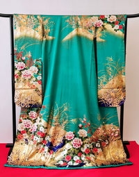 引き振袖 お引きずり 花嫁衣装 結婚式 豪華  金箔  刺繍 婚礼 ウエディング 古着◆twff223