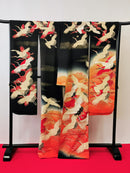 ♦KJ061 Kimono usato da donna, 5 pezzi, antico, formale, usato, abiti giapponesi