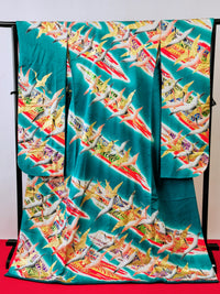 ♦KJ061 Kimono usato da donna, 5 pezzi, antico, formale, usato, abiti giapponesi