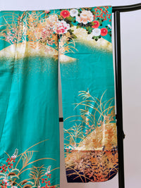 引き振袖 お引きずり 花嫁衣装 結婚式 豪華  金箔  刺繍 婚礼 ウエディング 古着◆twff223