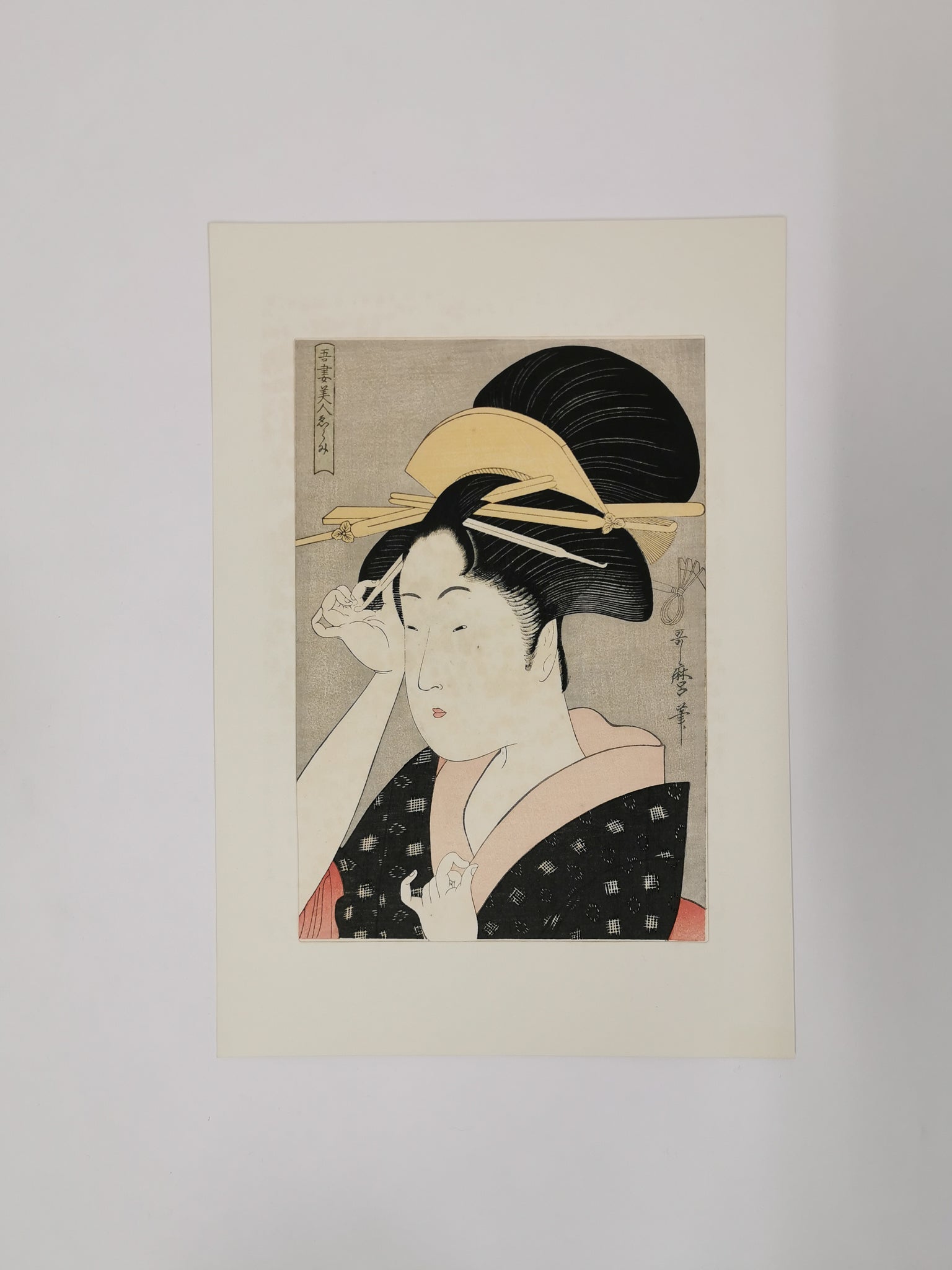 Utamaro-Style Bijin-ga: Woman with Comb – 喜多川歌麿 美人画（櫛を持つ女性） 浮世絵◆tku712