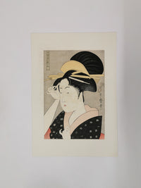 Utamaro-Style Bijin-ga: Woman with Comb – 喜多川歌麿 美人画（櫛を持つ女性） 浮世絵◆tku712